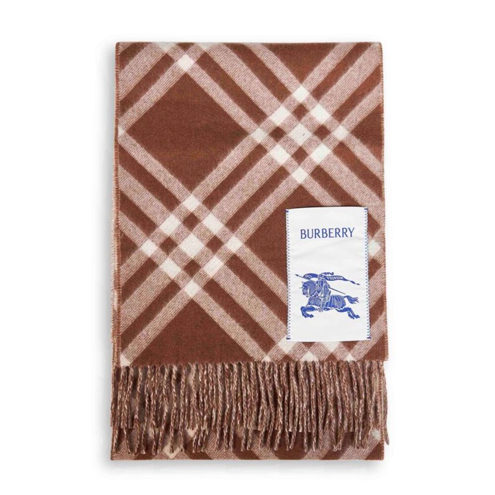 Burberry Women Brown Cashmere Check Scarf<Br/>